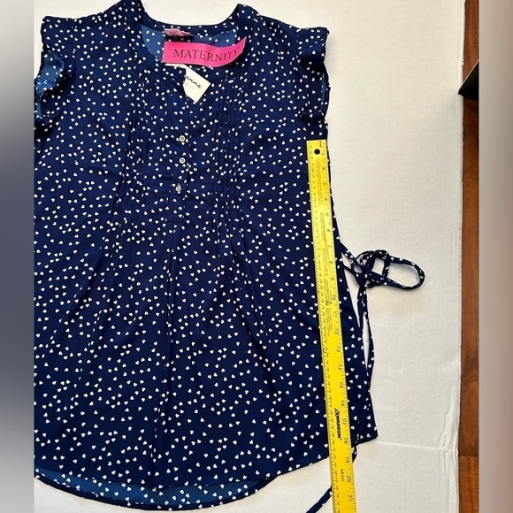 Oh! Mamma maternity navy blue pleated top with white hearts. NWT size Medium.A18 - Picture 5 of 9